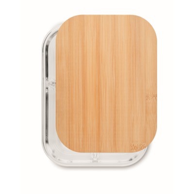 Fiambrera vidrio con tapa de bambú personalizable